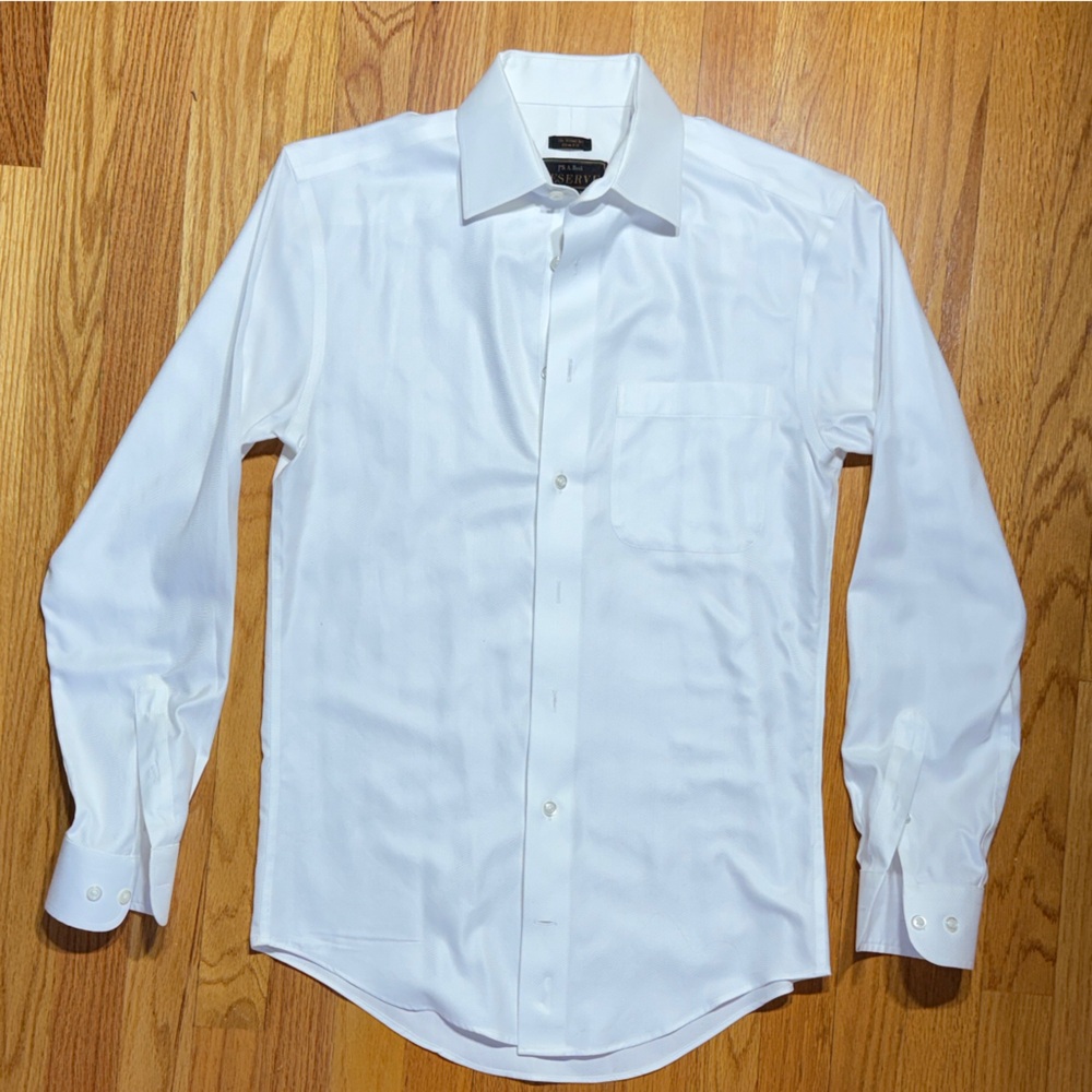 Jos. A. Bank Reserved Classic White Herringbone Men's Dress Shirt 14.5, 33